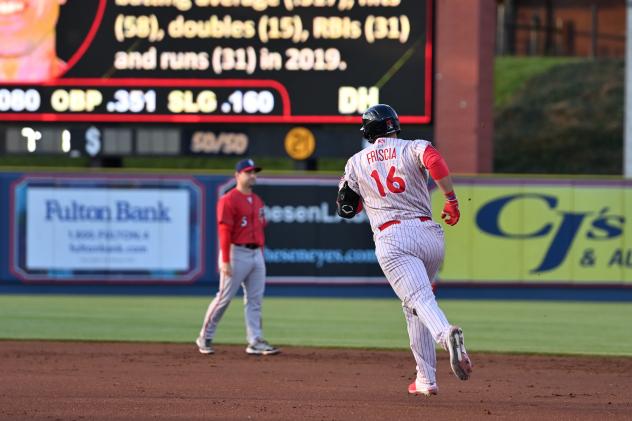 Vito Friscia rounds the bases for the Reading Fightin Phils