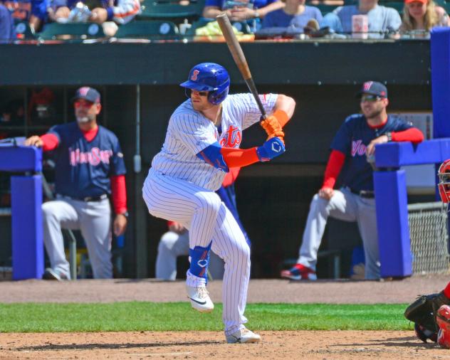 Travis Blankenhorn hit a two-run home run on Saturday afternoon for the Syracuse Mets