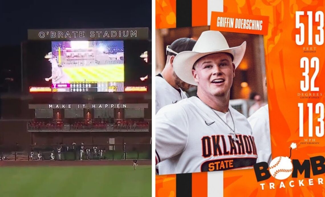 Griffin Doersching destroyed a 513 foot home run over the scoreboard, OSU Cowboy College Baseball