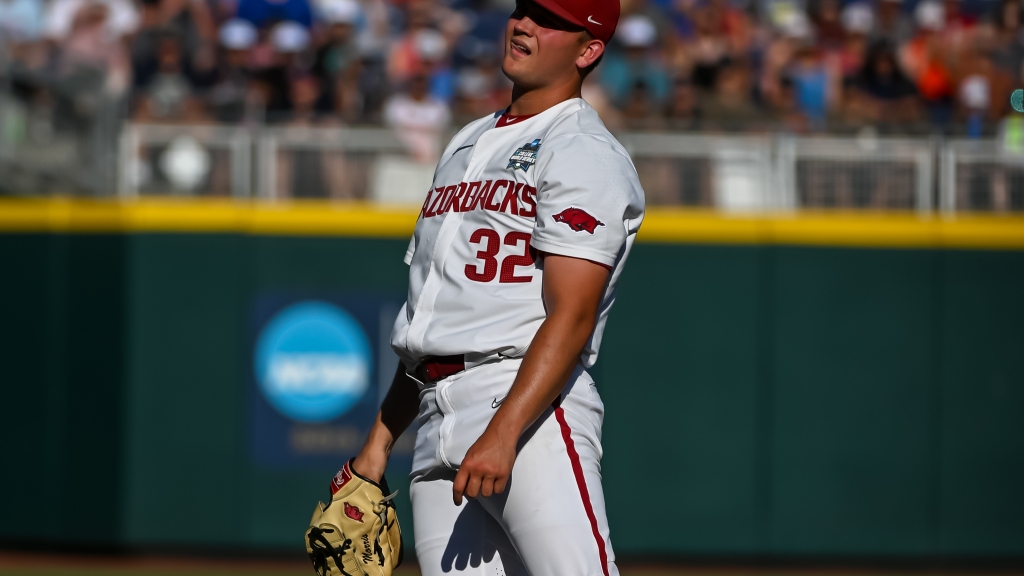 Pitching struggles in Arkansas’ 13-3 loss to Ole Miss at College World Series