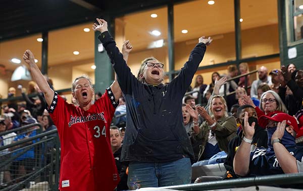 Fans cheer on the Charleston RiverDogs