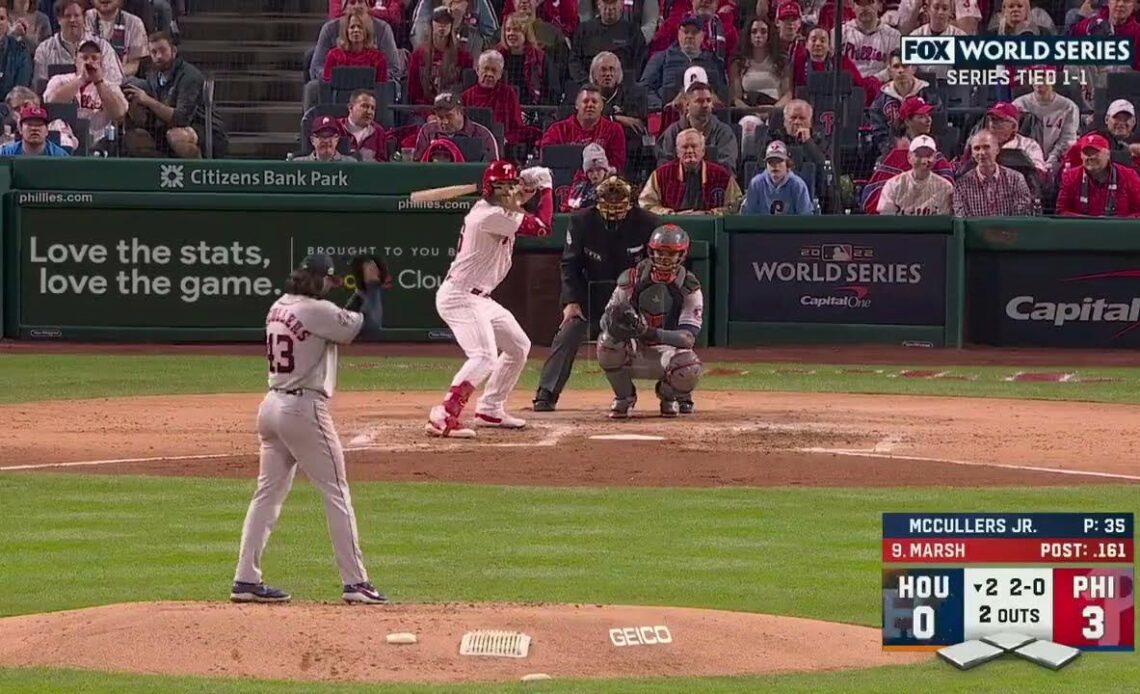 Brandon Marsh lifts a solo home run to right field to pad the Phillies' lead to 4-0