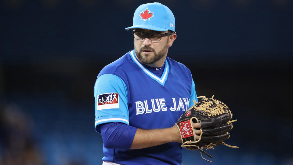 TJ House made two appearances with the Blue Jays during the 2017 season. (Photo by Tom Szczerbowski/Getty Images)