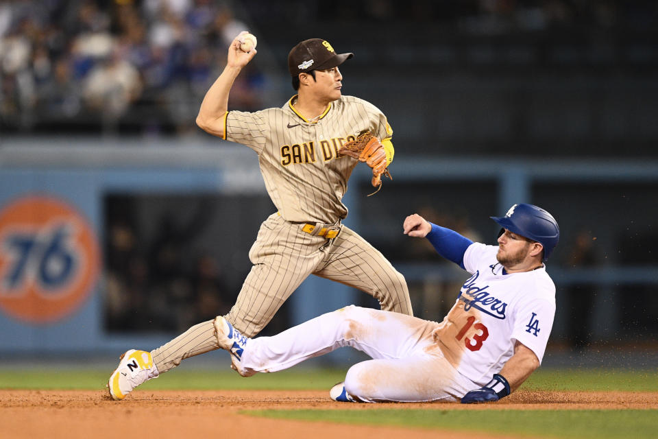 The Padres are more likely to need the lithe, glove-first Ha-Seong Kim at second base in 2023, while the Dodgers might not want to play the bat-focused Max Muncy there. (Photo by Brian Rothmuller/Icon Sportswire via Getty Images)