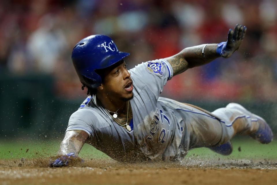 Before Tuesday's trade to Boston, Adalberto Mondesi spent his entire seven-year MLB career with the Royals.