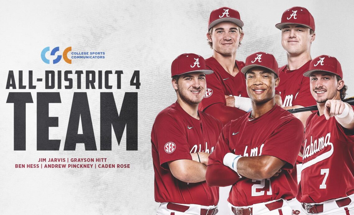 Alabama Posts Five Student-Athletes to College Sports Communicators’ Academic All-District 4 Baseball Team