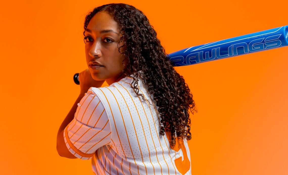 KNOXVILLE, TN - January 18, 2024 - Outfielder Kiki Milloy #9 of the Tennessee Lady Volunteers portrait taken during Photo Day in Knoxville, TN. Photo By Andrew Ferguson/Tennessee Athletics
