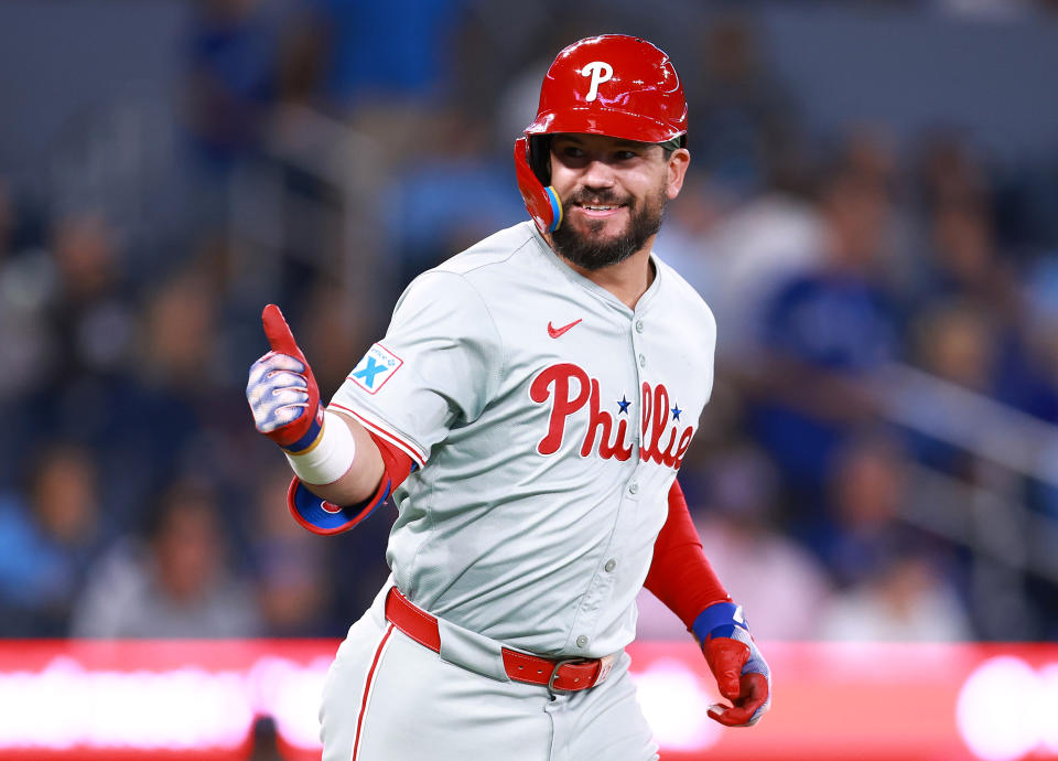 Kyle Schwarber tied the record for most leadoff home runs in an MLB season. (Photo by Vaughn Ridley/Getty Images)