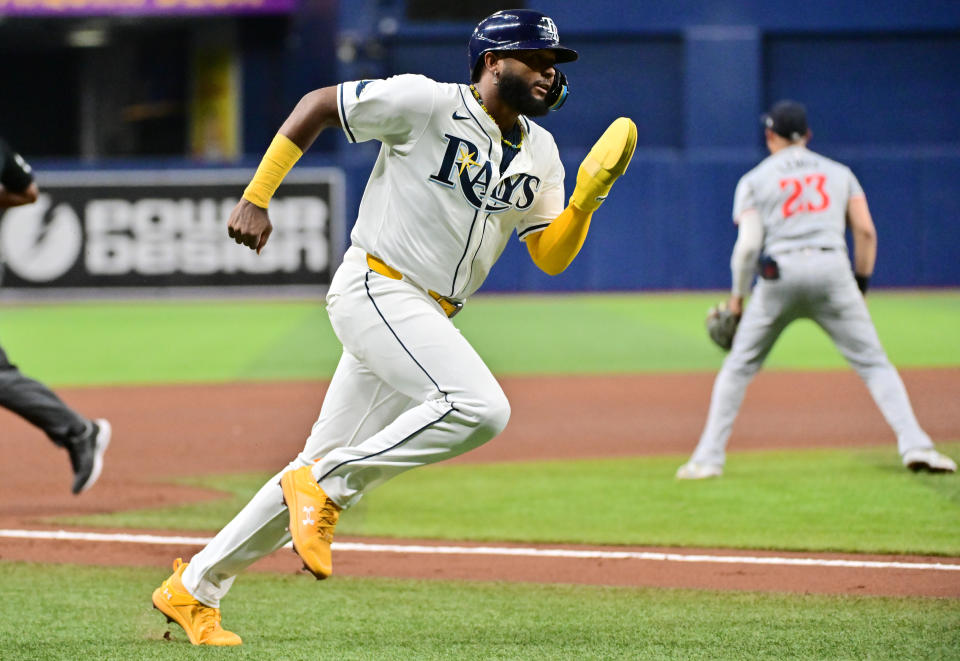 Junior Caminero will be a big part of the Tampa Bay Rays' offense in 2025 and beyond. (Photo by Julio Aguilar/Getty Images)