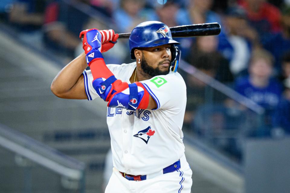 After failing to reach an agreement on a contract extension, Vladimir Guerrero Jr. will not negotiate during the season and could be dealt by the trade deadline or leave Toronto via free agency. (Photo by Julian Avram/Icon Sportswire via Getty Images)
