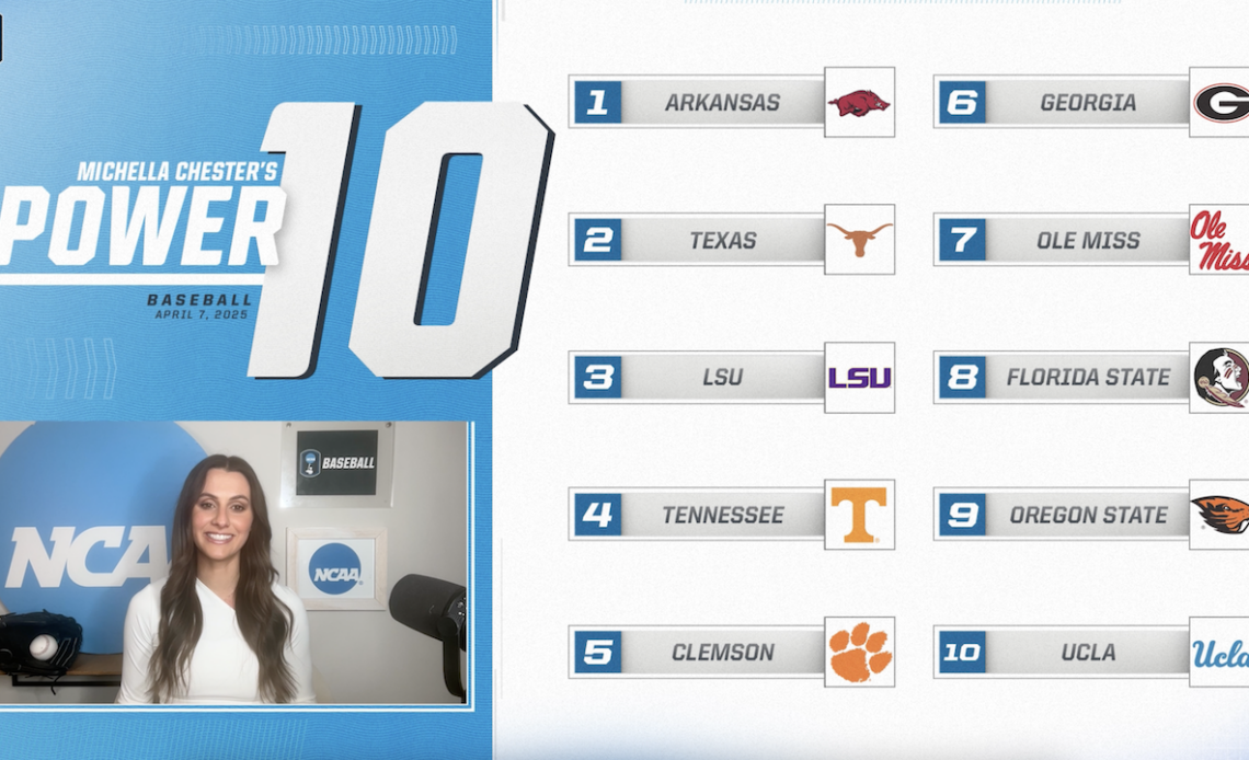 Arkansas, Texas top latest college baseball Power 10 rankings