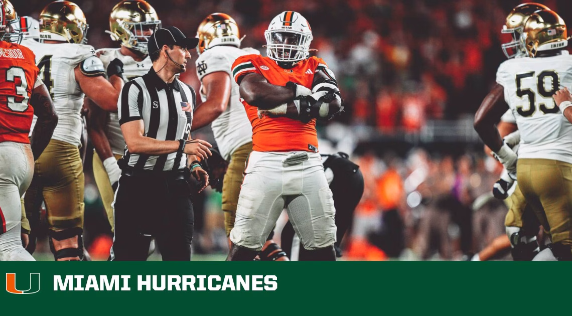 Bain Tabbed ACC Defensive Lineman Of The Week – University of Miami Athletics